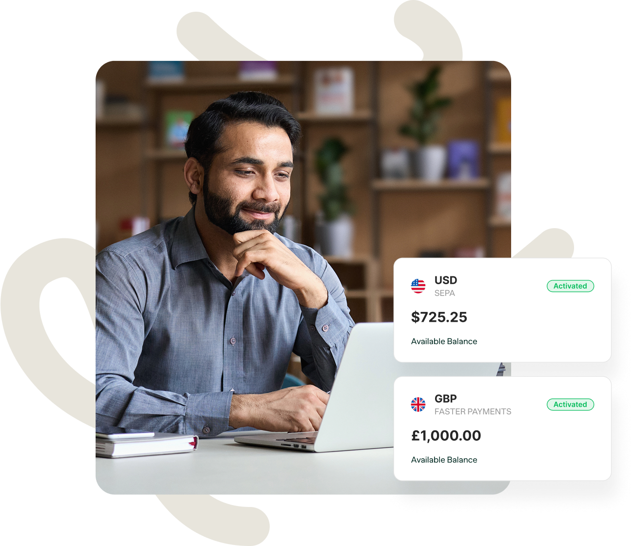 Picture of a man looking satisified while looking at his laptop